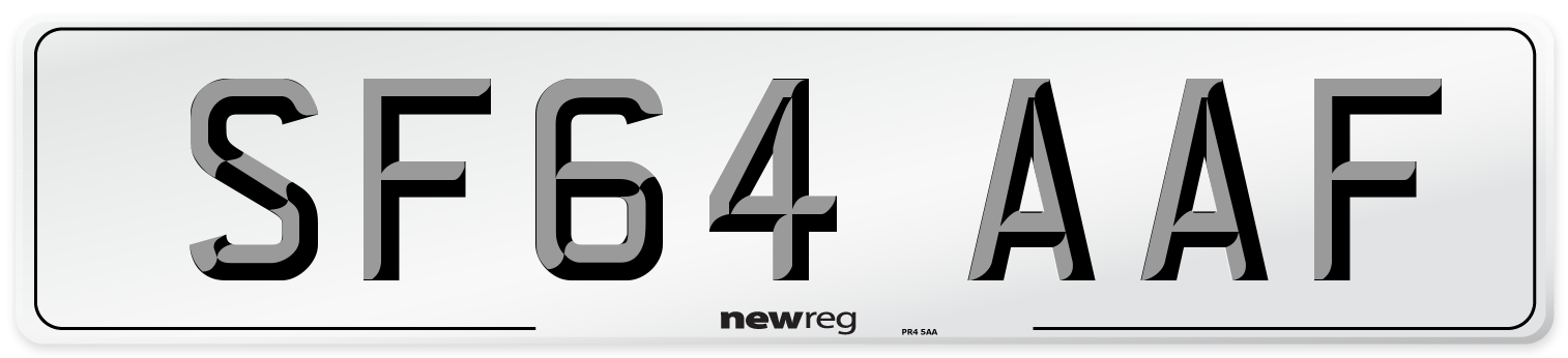 SF64 AAF Number Plate from New Reg